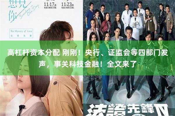 高杠杆资本分配 刚刚！央行、证监会等四部门发声，事关科技金融！全文来了
